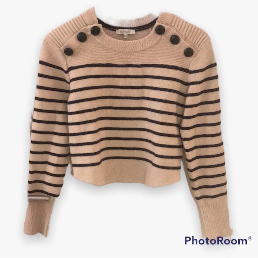 Lucy Paris striped crop sweater black and cream size med Great condition